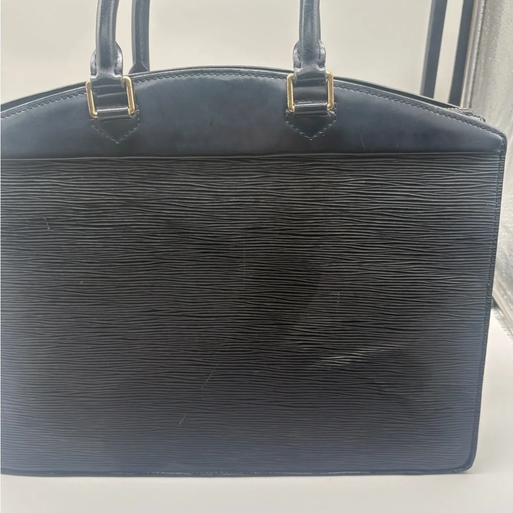 Louis Vuitton Epi Serviette Fermoir Briefcase Black Leather Gold Lock